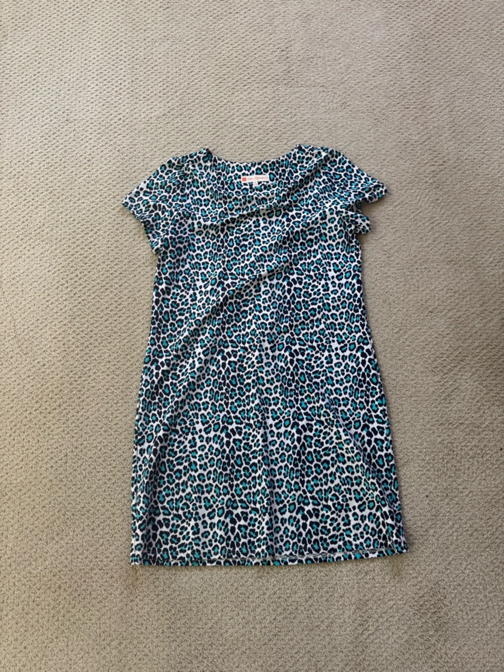 Jude Connally Teal and Black Leopard Print Mini Dress